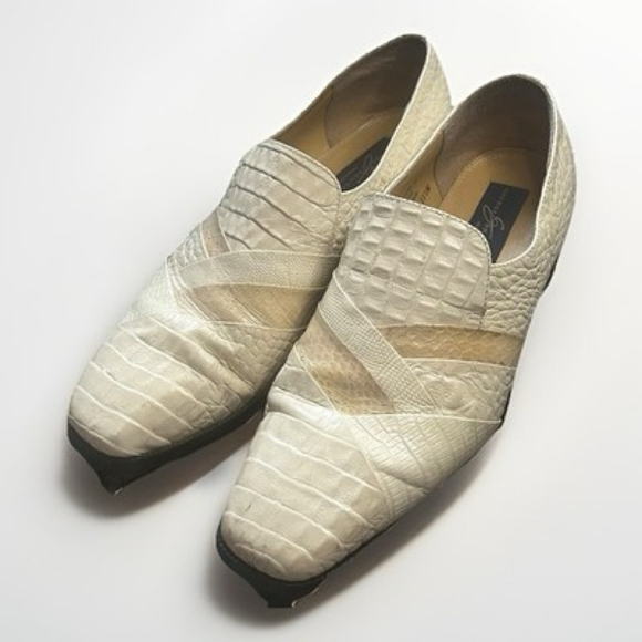 Giorgio Brutini Men’s Bone White Snakeskin Toe Dress Shoes Size 11.5M - Picture 1 of 12